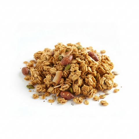 Granola Orgánica, vegetariana, sin gluten, de avena germinada, mix de semillas con aceite de coco y miel cruda